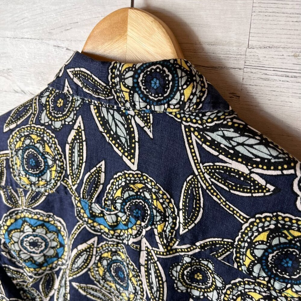 Charter Club Shirts Womens Size 10P Colorful Floral Button Stained Glass Linen - Picture 14 of 16